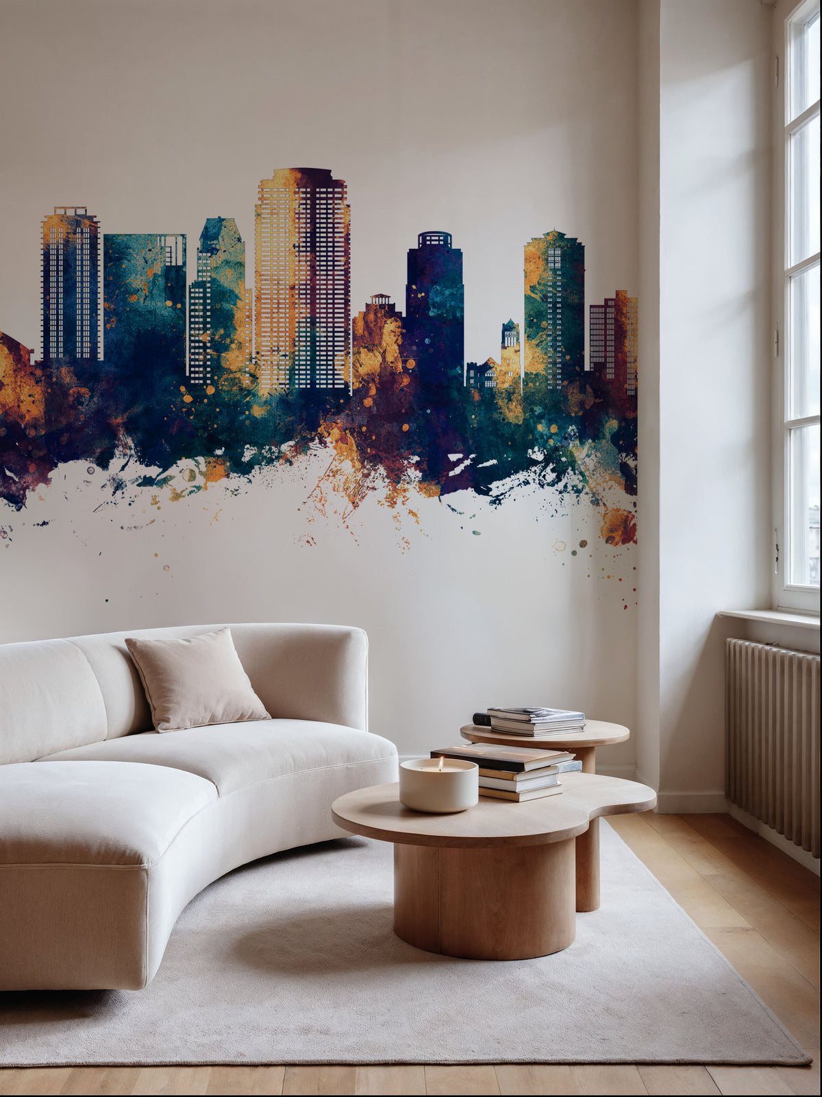 St Petersburg Florida Skyline Blue & Bronze Mural Wallpaper - room preview 04