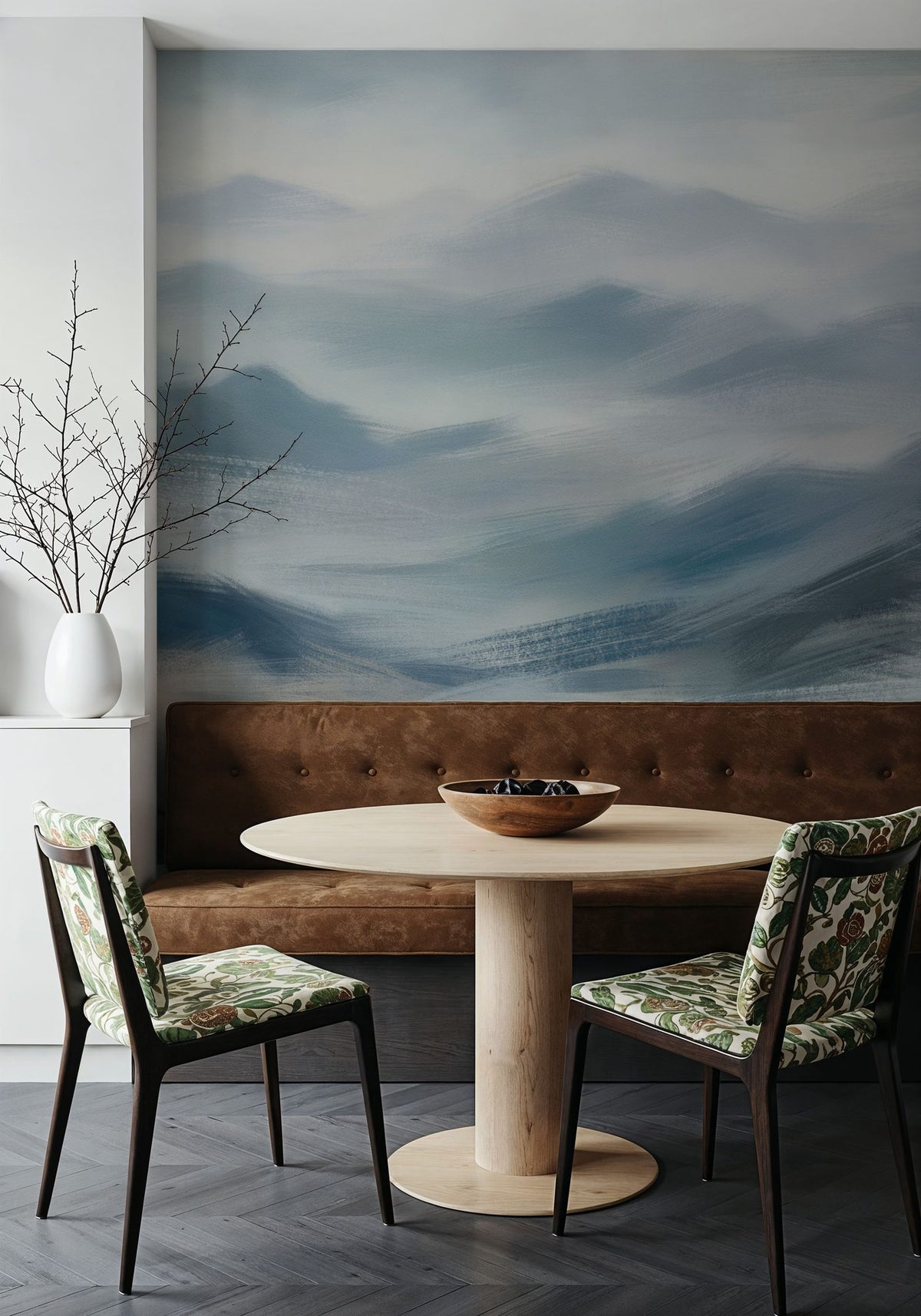 Foggy Mountains, Denim Mural Wallpaper - room preview 04