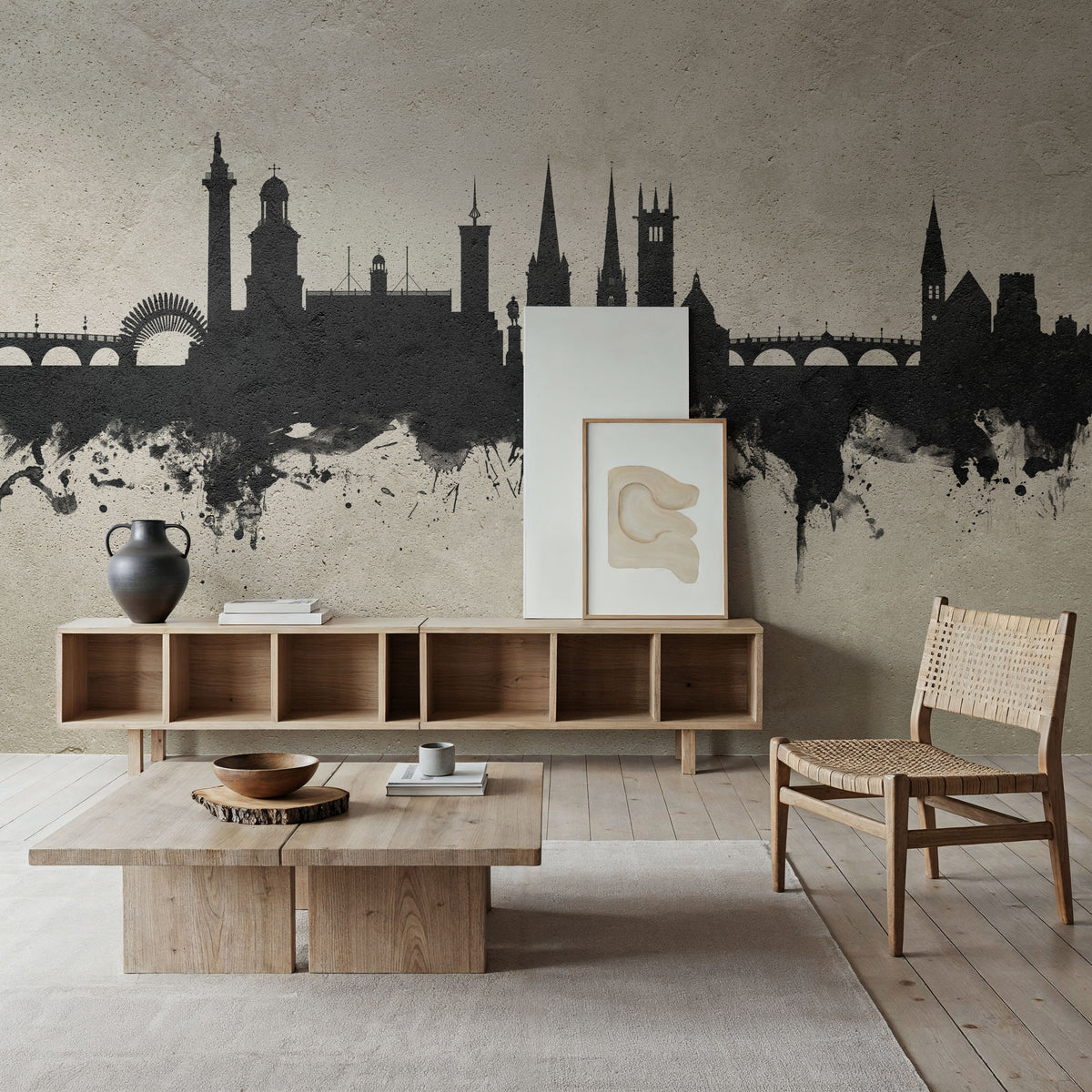 Shrewsbury England Skyline Concrete Mural Wallpaper - room preview 04