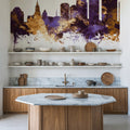 Essen Germany Skyline Purple & Gold Mural Wallpaper - room preview 04