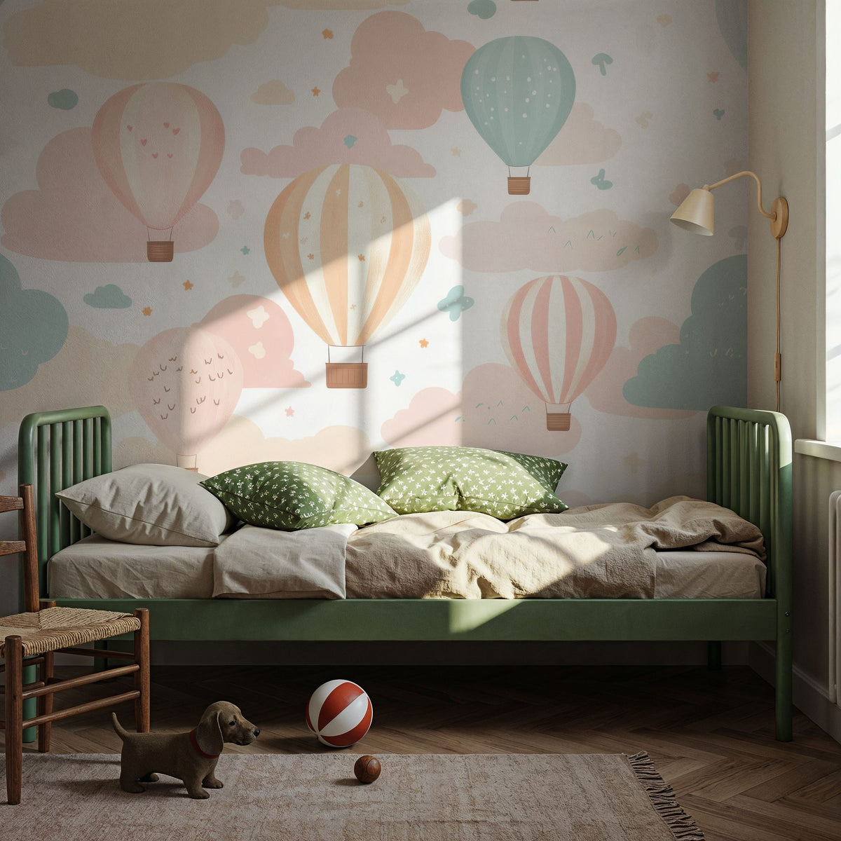 Hot Air Ballon Clouds Mural Wallpaper - room preview 04