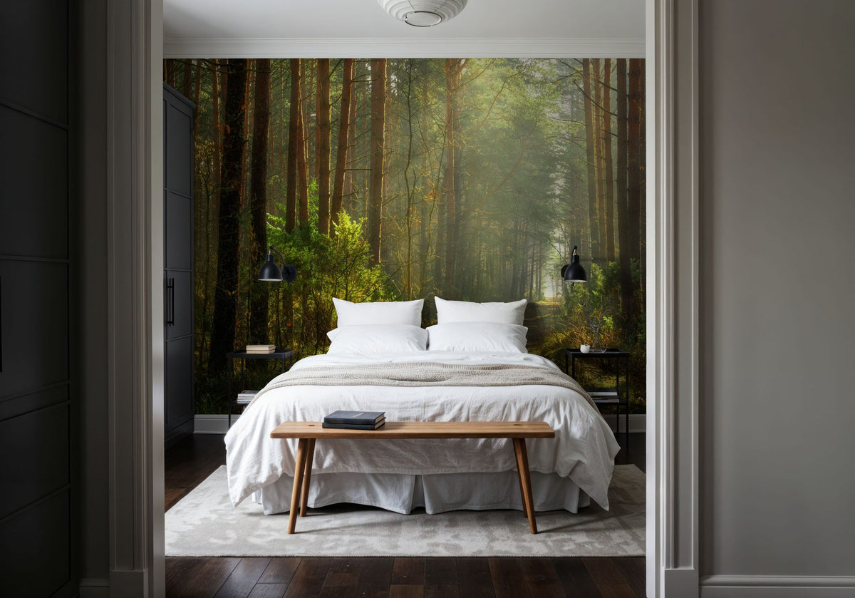 Silent Forest Road Mural Wallpaper - room preview 04
