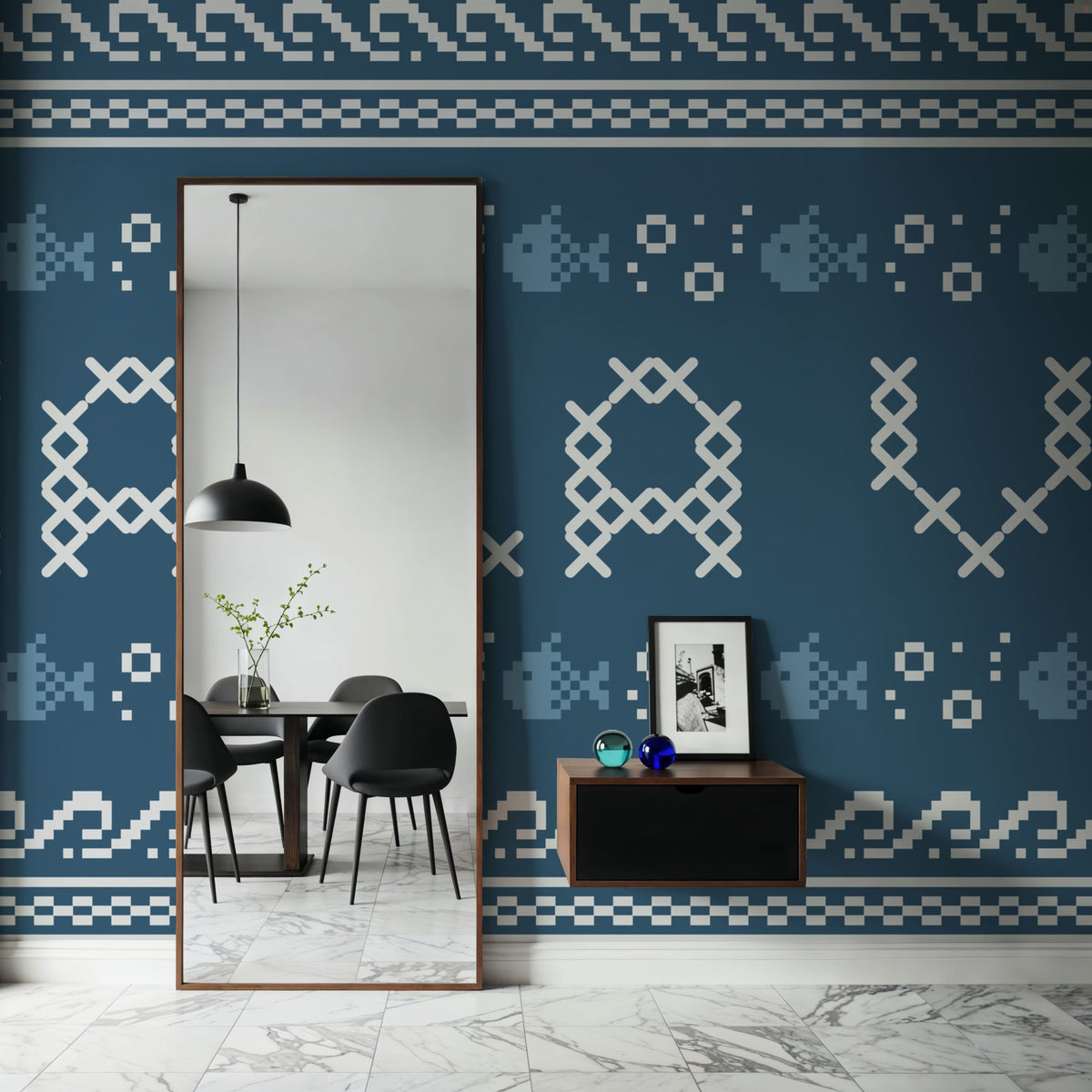 Coastal Cross Stitch II Mural Wallpaper - room preview 04