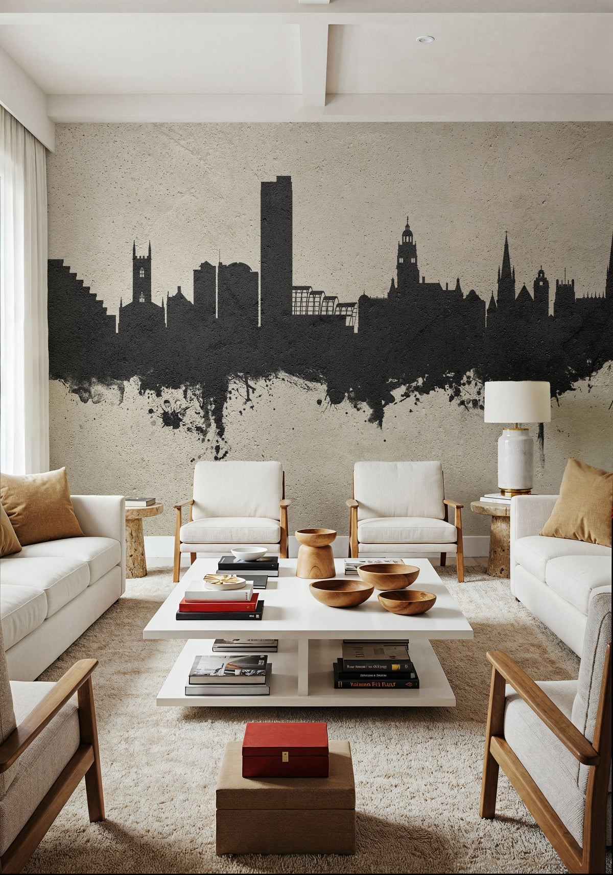Sheffield England Skyline Concrete Mural Wallpaper - room preview 04