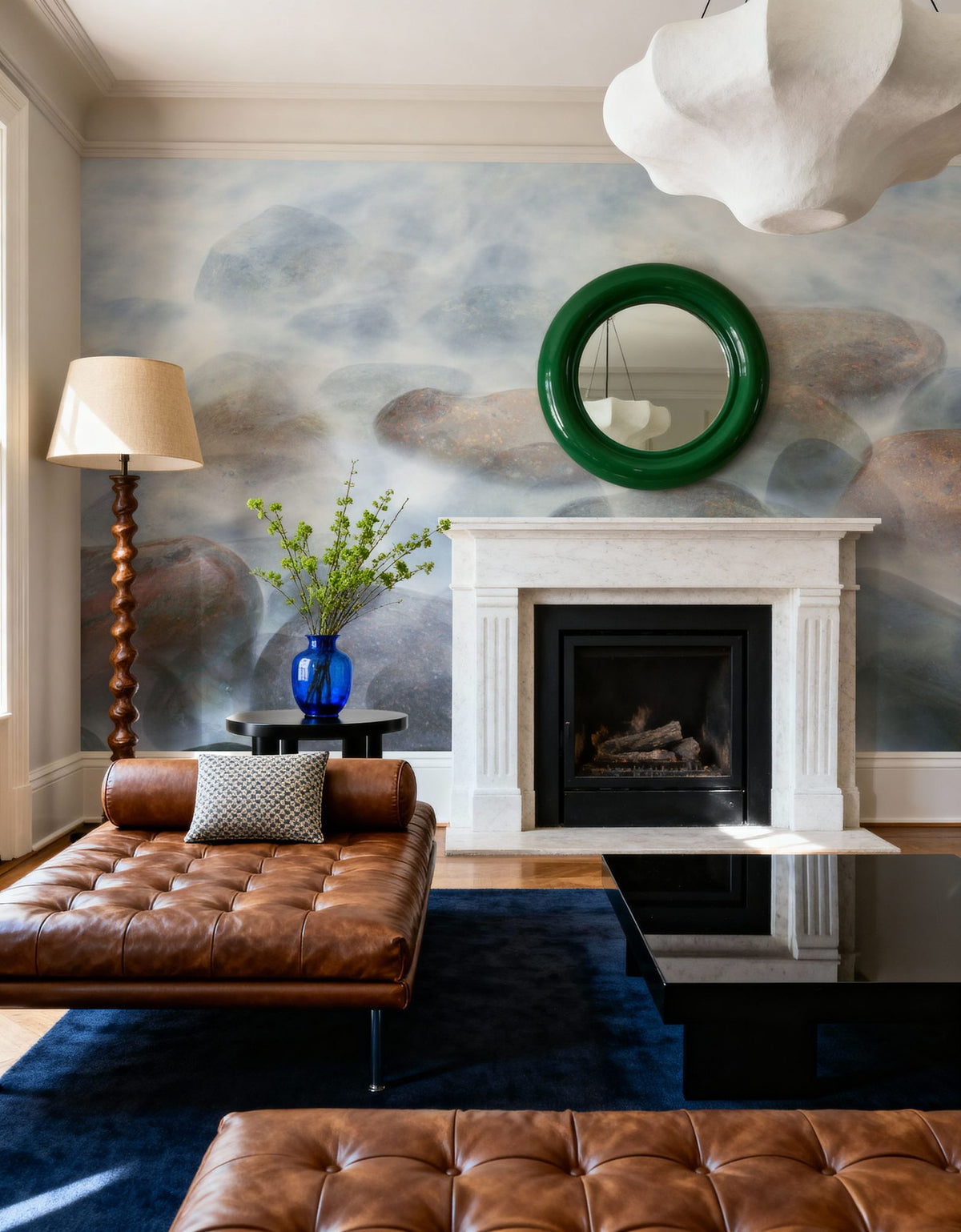 Misty River Stones Mural Wallpaper - room preview 04