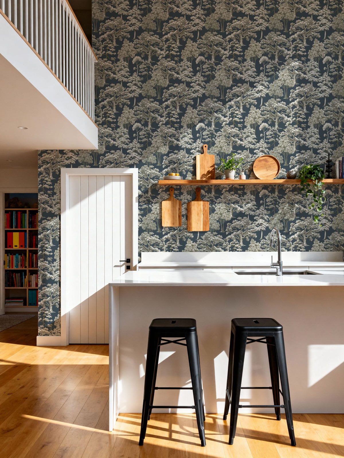 Park Trees, Blue Mural Wallpaper - room preview 04
