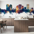 Norfolk Virginia Skyline Blue & Bronze Mural Wallpaper - room preview 04