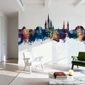 Weisbaden Germany Skyline Blue & Bronze Mural Wallpaper - room preview 04