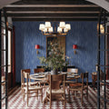 Swaying Lines, Indigo Mural Wallpaper - room preview 04