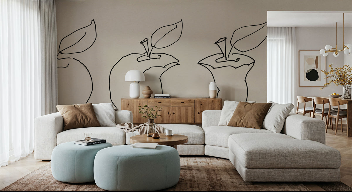 Line Apples Mural Wallpaper - room preview 04