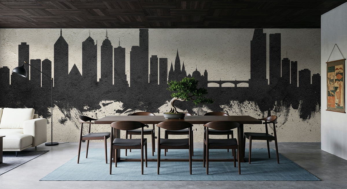 Melbourne Australia Skyline Concrete Mural Wallpaper - room preview 04
