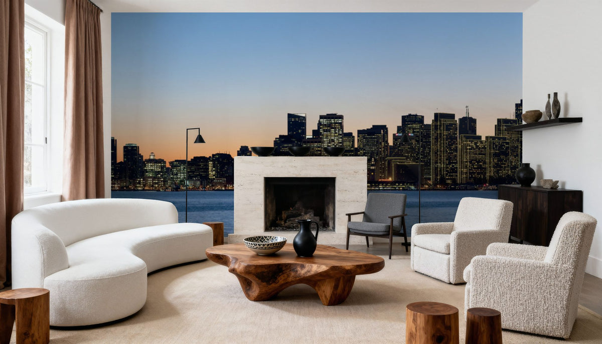 Twilight Harbor Bridge Mural Wallpaper - room preview 04