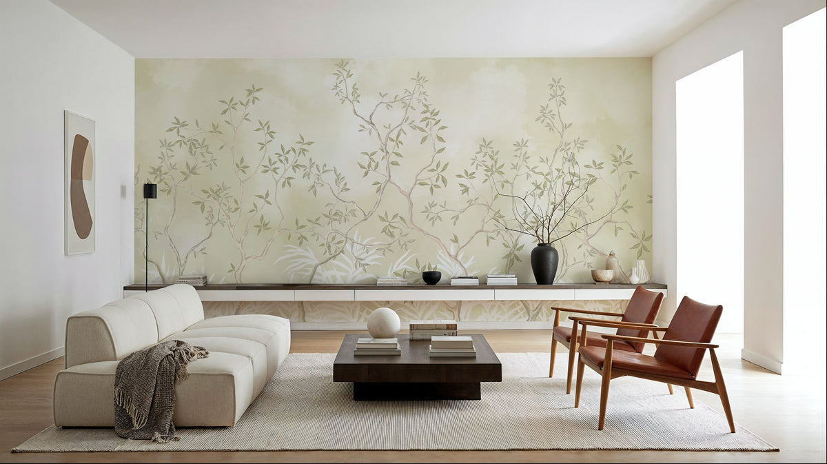 Watercolor Botanicals Mural Wallpaper - room preview 04