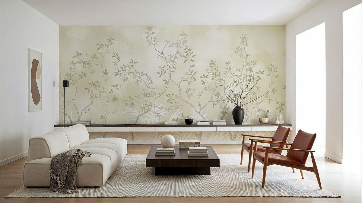 Watercolor Botanicals Mural Wallpaper - room preview 04