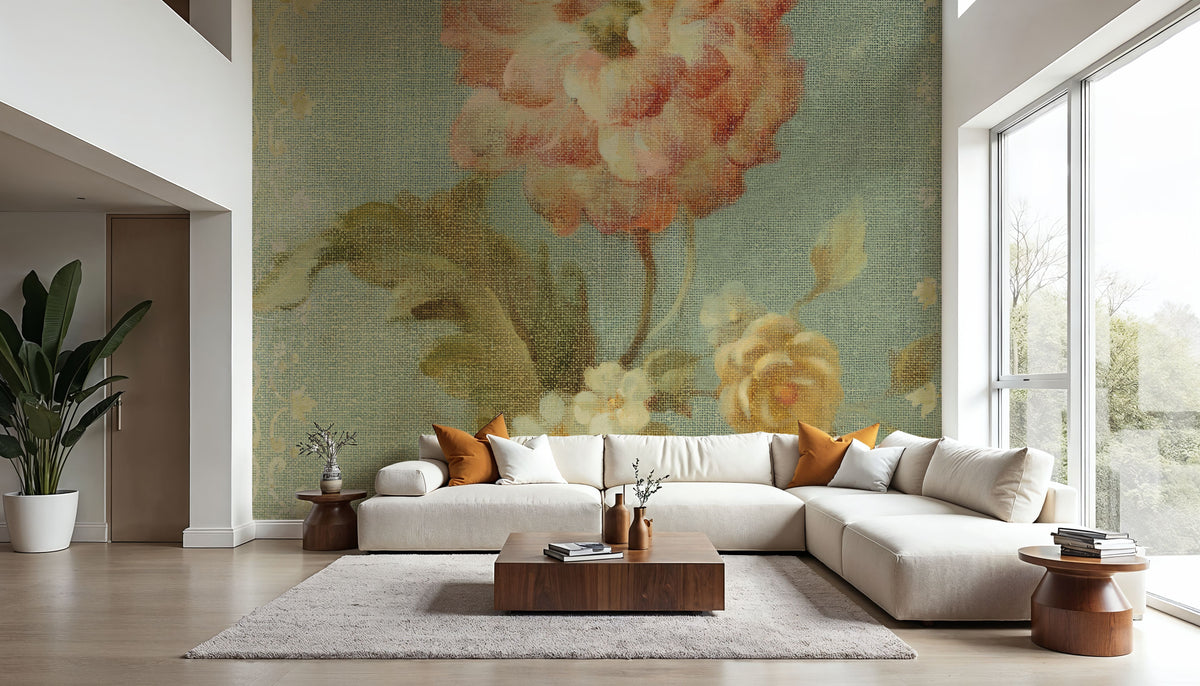 Poppy on Sage Mural Wallpaper - room preview 04
