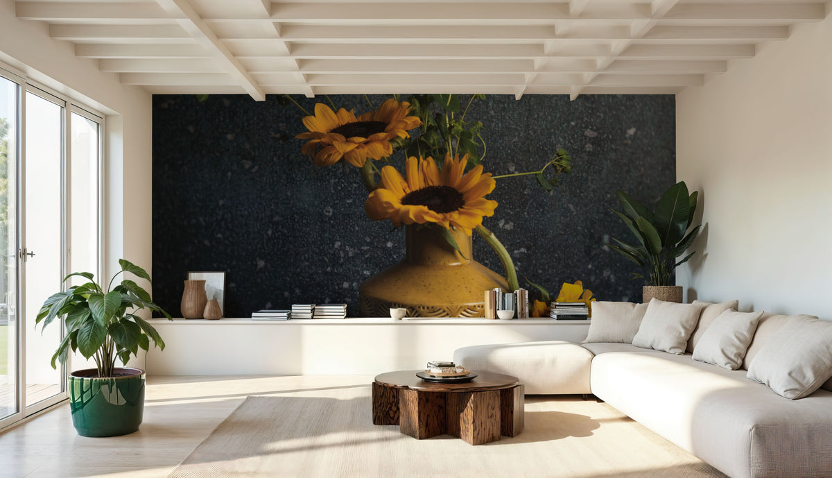 Sunflower Still Life Mural Wallpaper - room preview 04