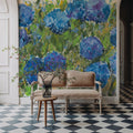 Summer Hydrangeas Mural Wallpaper - Cool Tone - room preview 04