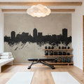 Fresno California Skyline Concrete Mural Wallpaper - room preview 04