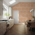 Fan Damask Orange Mural Wallpaper - room preview 04