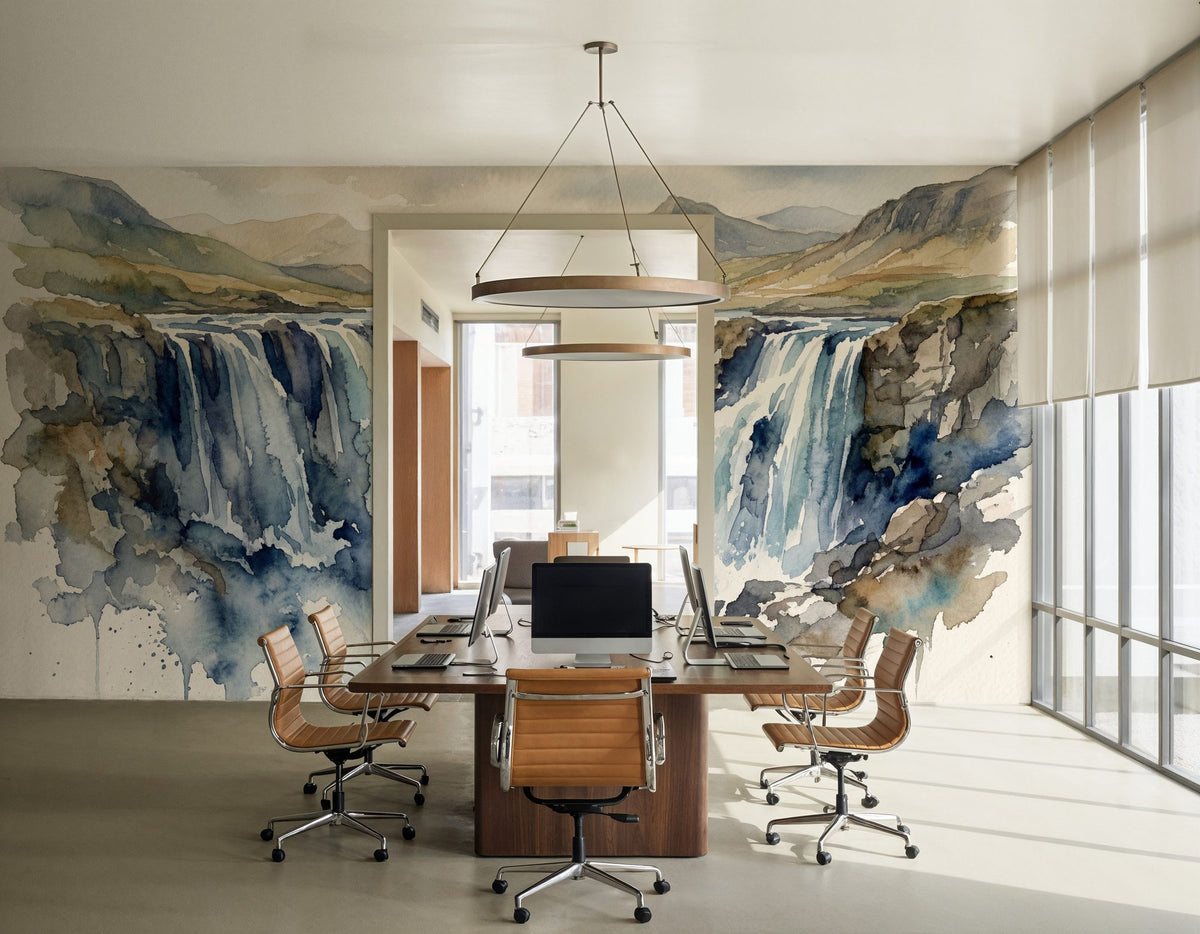 Cascade - Watercolor Landscapes Series Mural Wallpaper - room preview 04