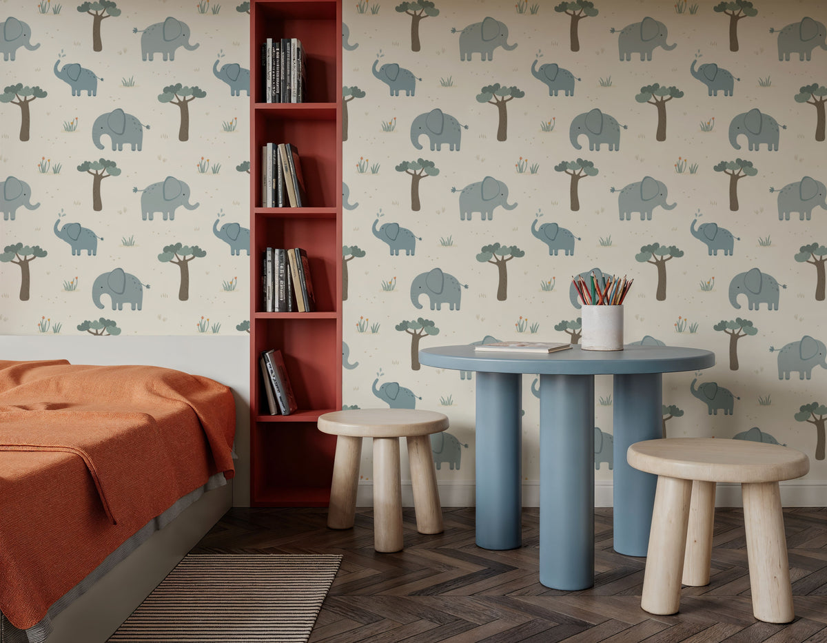 Elephant Meetings Mural Wallpaper - room preview 04