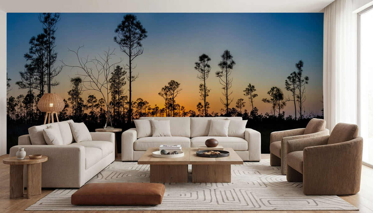 Silhouette Trees Mural Wallpaper - room preview 04