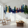 São Paulo Brazil Skyline Blue & Bronze Mural Wallpaper - room preview 04