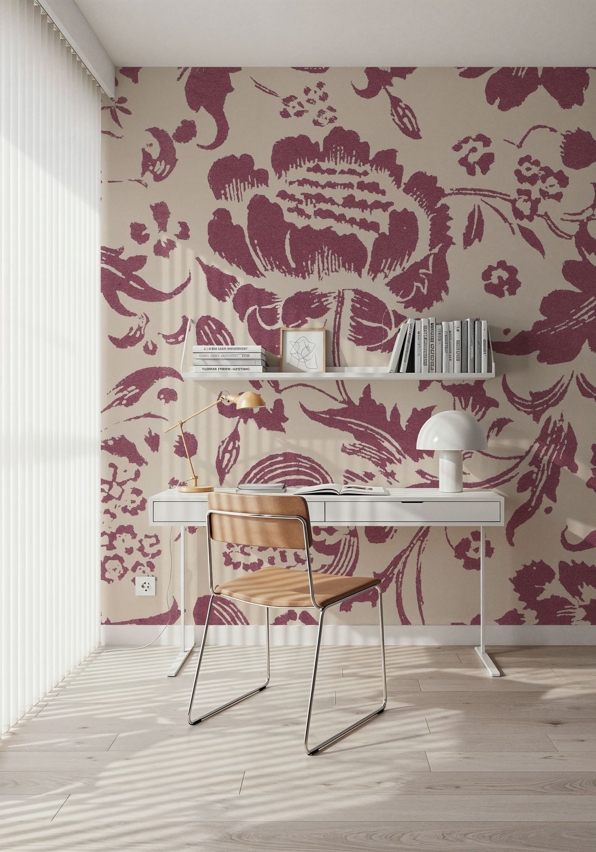 Floral Toile I Berry Mural Wallpaper - room preview 04