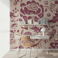 Floral Toile I Berry Mural Wallpaper - room preview 04