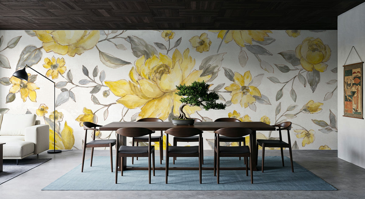 Sunny Flowers Mural Wallpaper - room preview 04