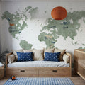 Scandi Map White Mural Wallpaper - room preview 04