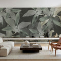 Big Orchids Green Mural Wallpaper - room preview 04