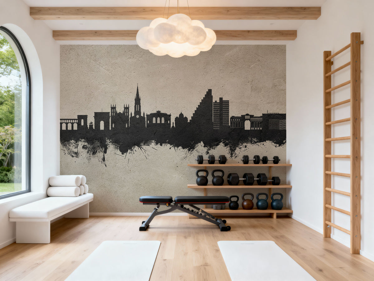 Montpellier Skyline Concrete Mural Wallpaper - room preview 04