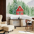 Winter Village Folk Mural Wallpaper - room preview 04