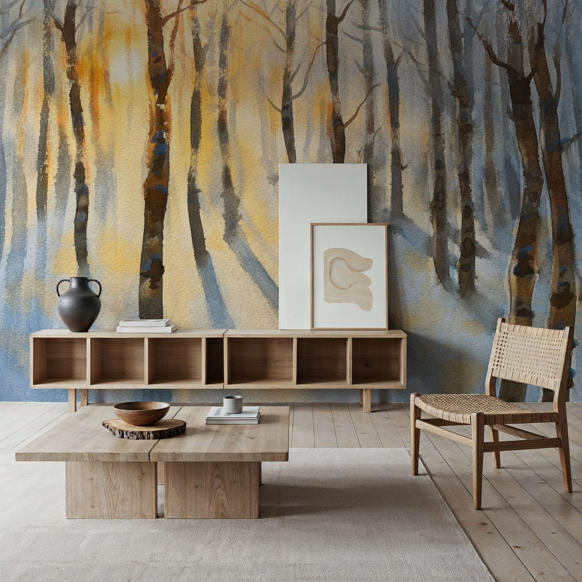 Winterlight Woods Mural Wallpaper - room preview 04