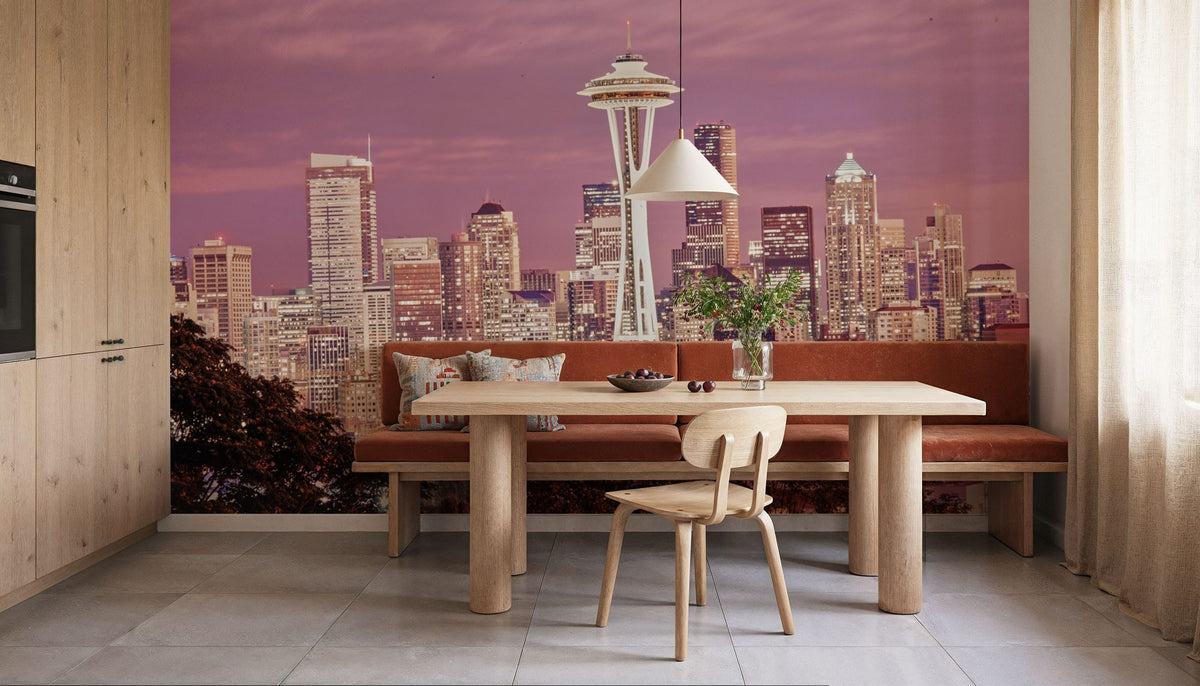 Pink Twilight Metropolis Mural Wallpaper - room preview 04