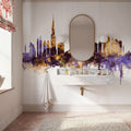 Dubai Skyline Purple & Gold Mural Wallpaper - room preview 04