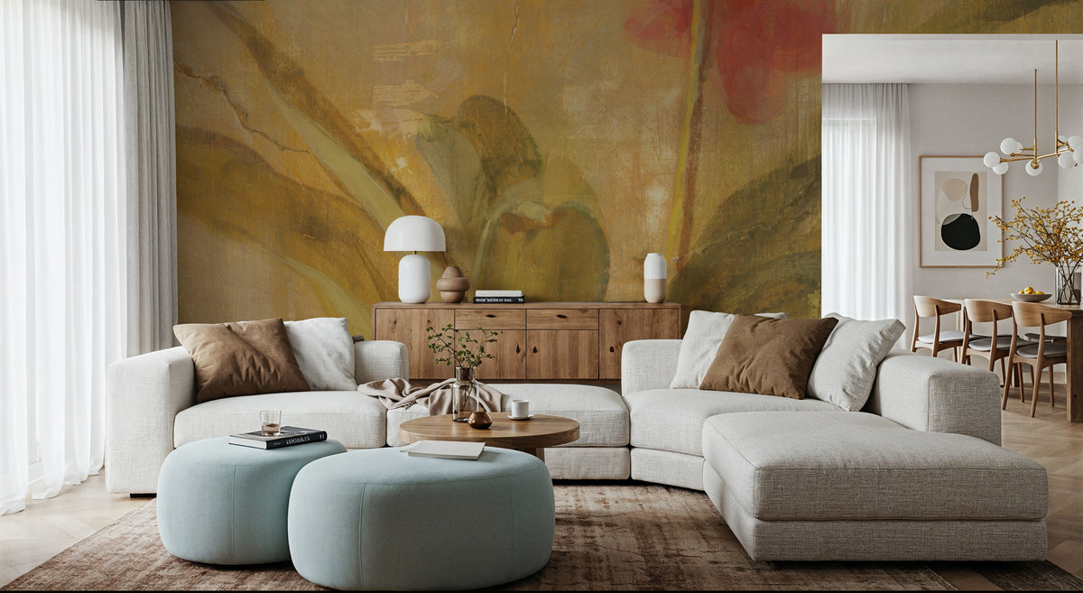 Pink Orchid Panel Mural Wallpaper - room preview 04