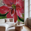 Holiday Poinsettia Mural Wallpaper - room preview 04