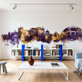 Milton Keynes England Skyline Purple & Gold Mural Wallpaper - room preview 04