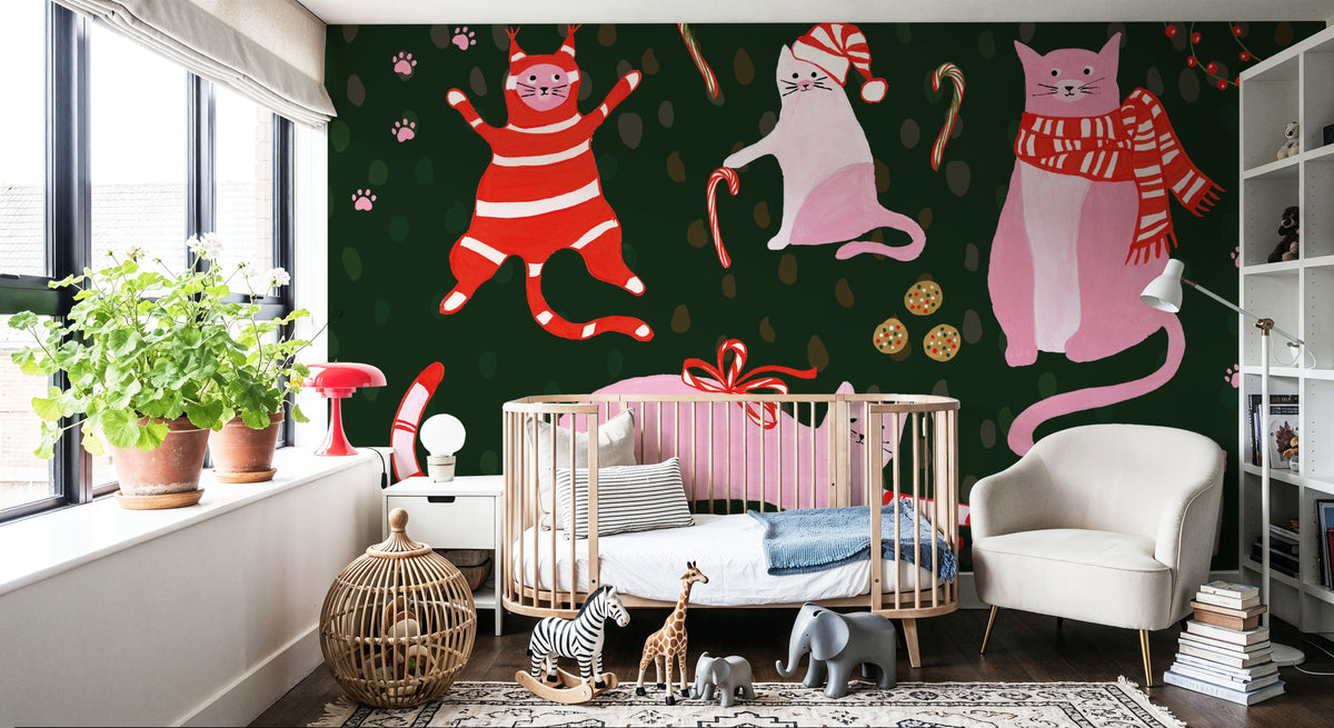 Mischief Kitty Christmas I Mural Wallpaper - room preview 04