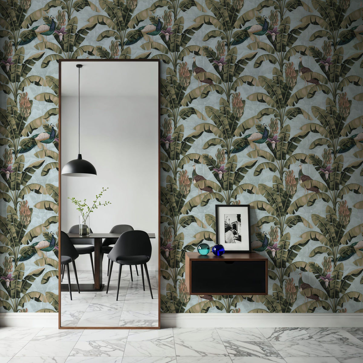 Banana Plant Blue Mural Wallpaper - room preview 04