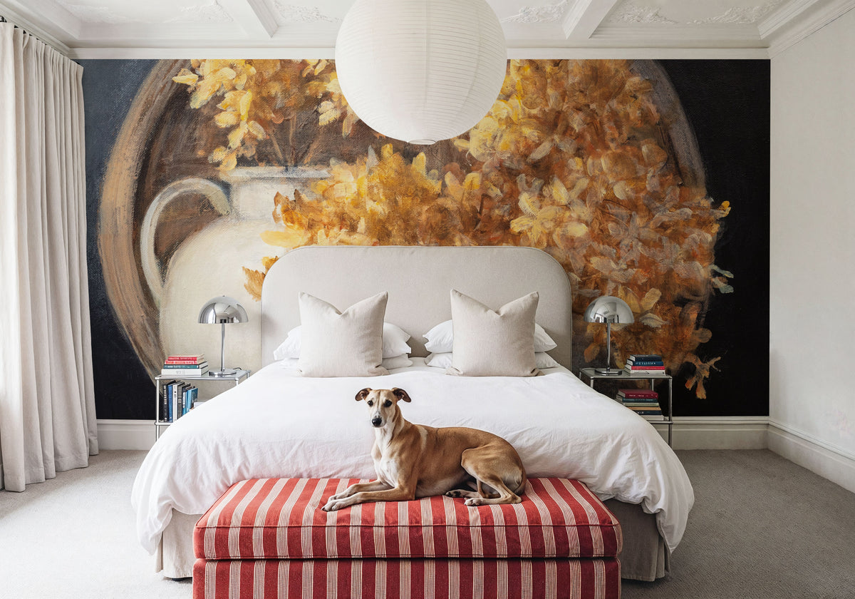 Golden Hydrangeas II Mural Wallpaper - room preview 04