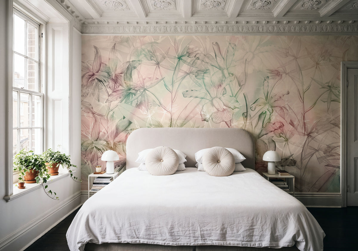 Orchid Mirage Mural Wallpaper - Warm Tone - room preview 04