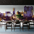 Scunthorpe England Skyline Purple & Gold Mural Wallpaper - room preview 04