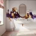 York England Skyline Purple & Gold Mural Wallpaper - room preview 04