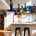 Ipswich England Skyline Blue & Bronze Mural Wallpaper - room preview 04