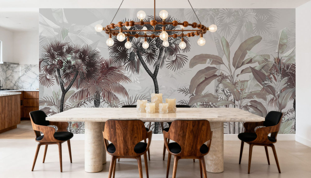 Tropical Forest Strolls Rainy Blue Mural Wallpaper - room preview 04