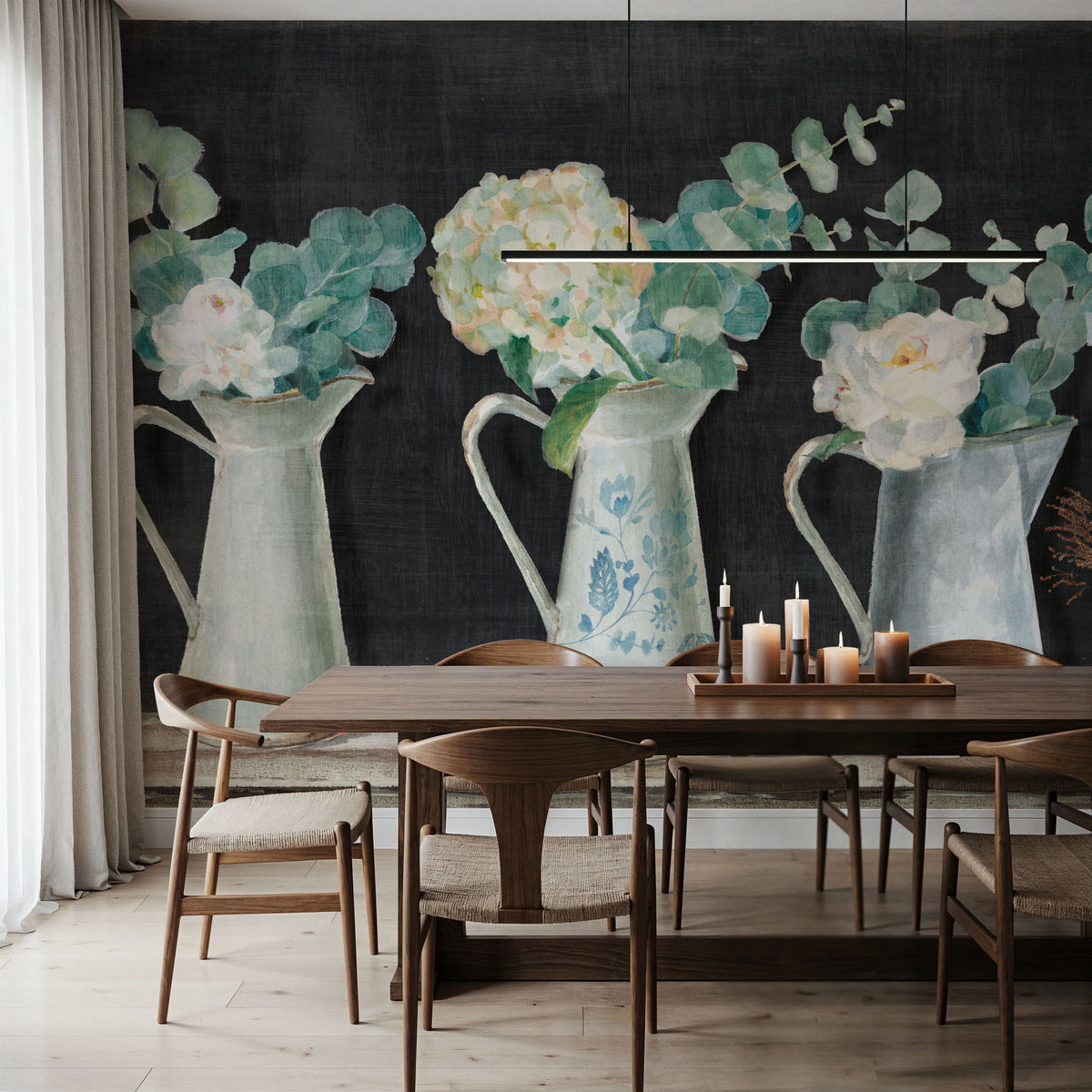 Farmhouse Flowers Mural Wallpaper - room preview 04