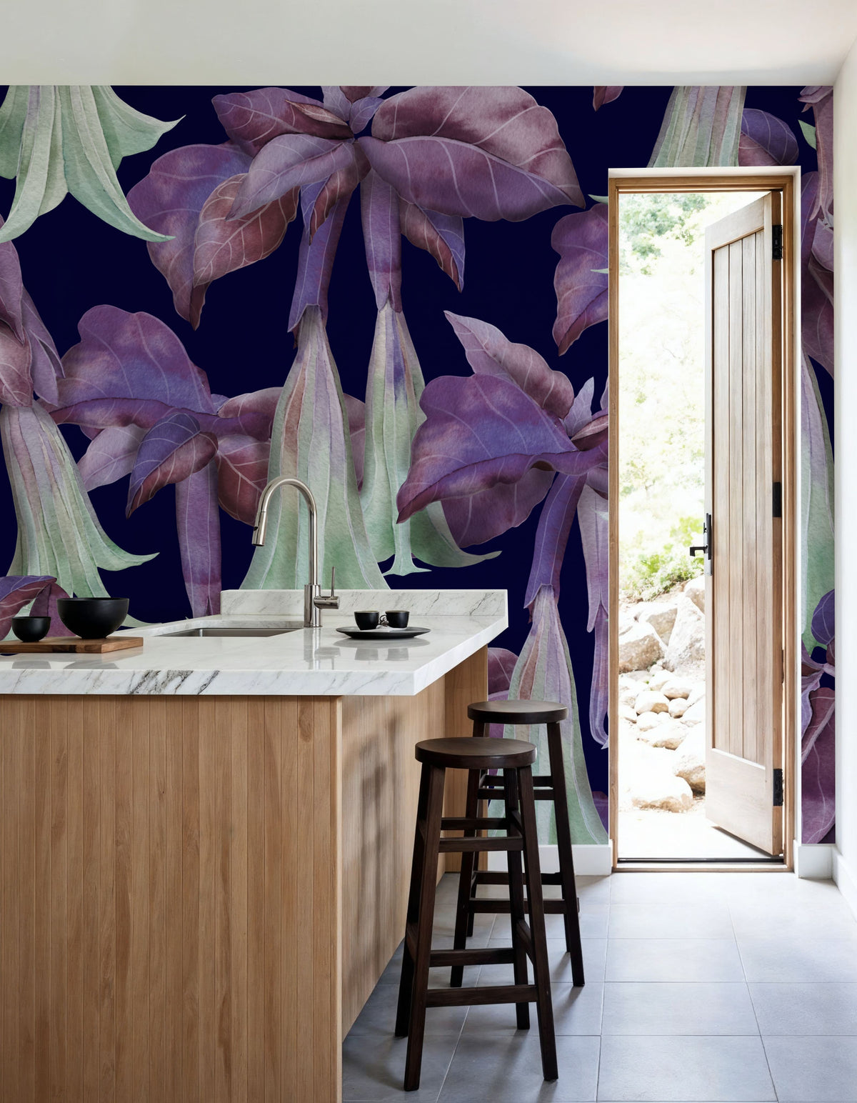 Purple Trumpet Bloom Mural Wallpaper - room preview 04